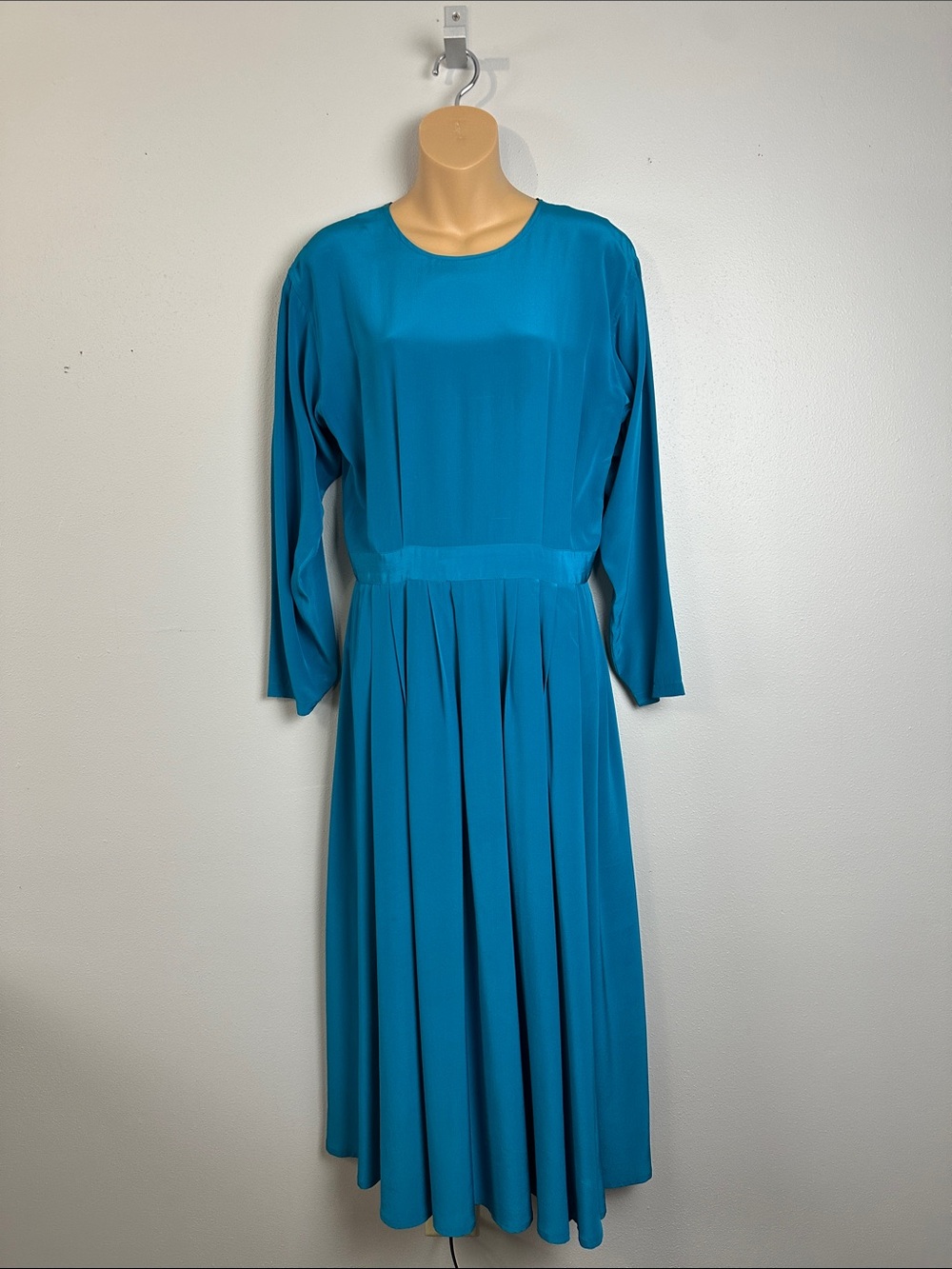 Vintage 1980s Trudy Johnson Jewel Tone Pleated Silk Dress